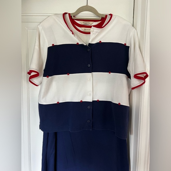 Bechamel 2-Piece Set XL Striped Dress + Button Cardigan Cotton Stretch, Retro - Picture 3 of 13